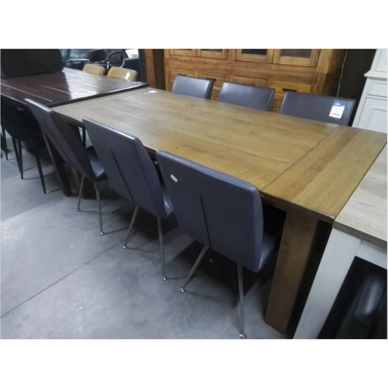 SERIE DE 6 CHAISES CUIR GRIS PIEDS EN METAL 