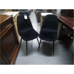 LOT DE 2 CHAISES TISSU NOIR 