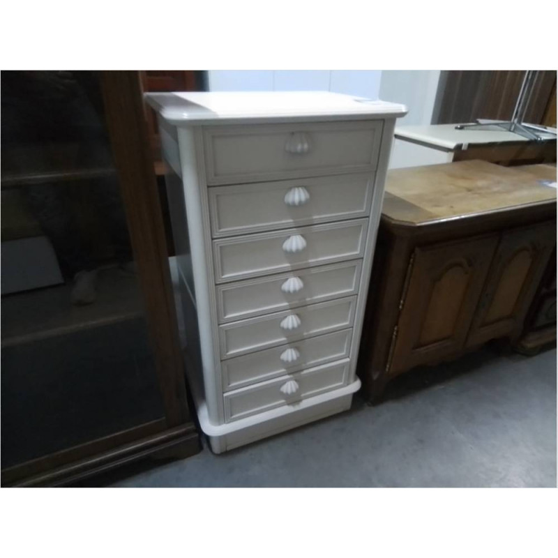 MEUBLE BAS 7 TIROIRS BLANC 56X43X99