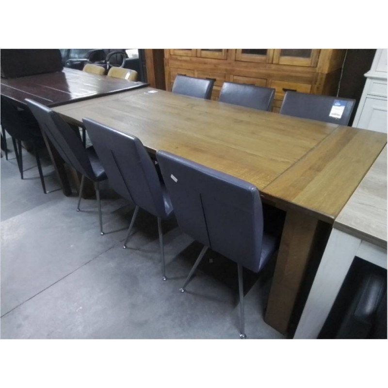 SERIE DE 6 CHAISES CUIR GRIS PIEDS EN METAL 