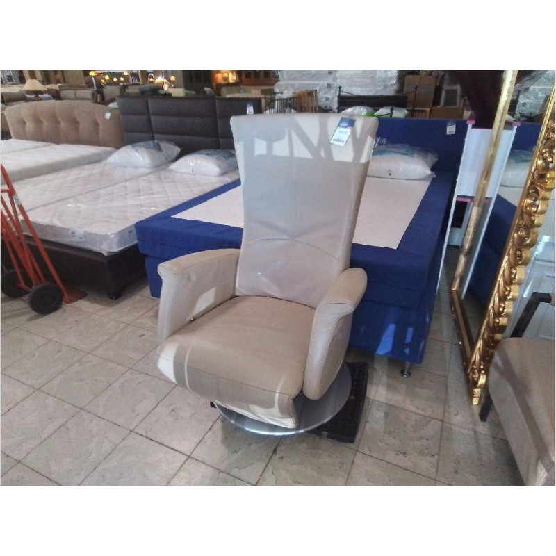 FAUTEUIL RELAX MANUEL PIVOTANT CUIR BEIGE 