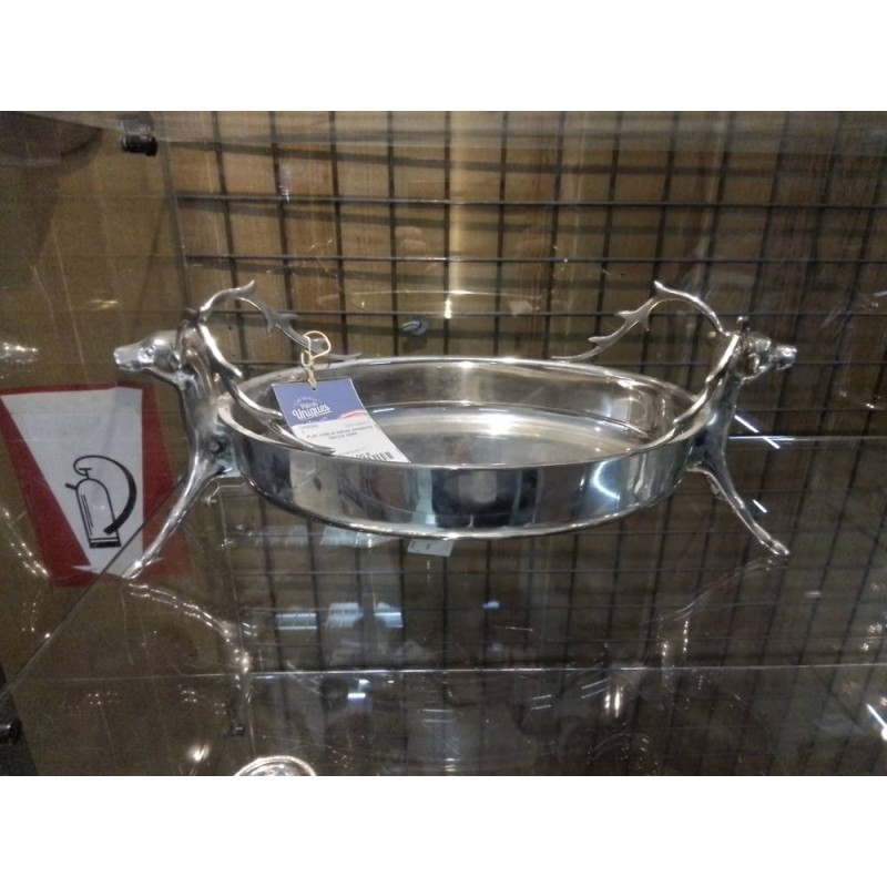 PLAT CREUX METAL ARGENTE DECOR CERF
