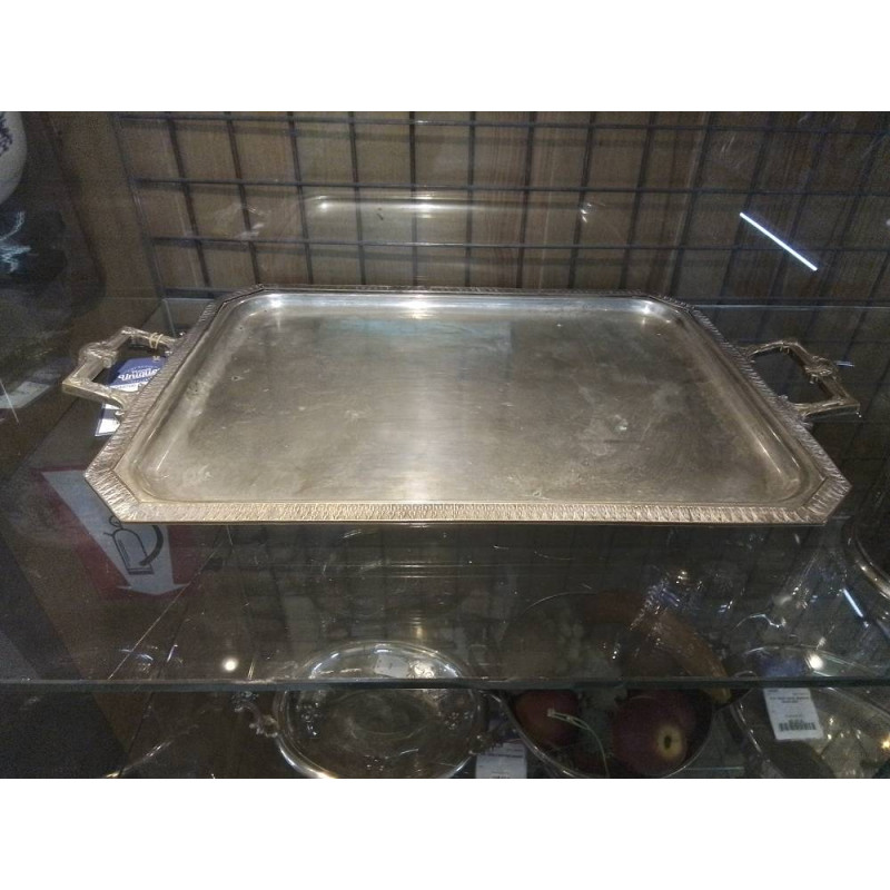 PLATEAU RECTANGULAIRE METAL ARGENTE