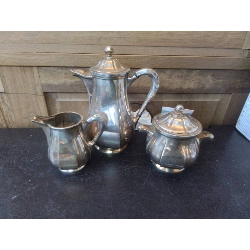 SERVICE A CAFE WISKEMAN METAL ARGENTE 3 PIECES