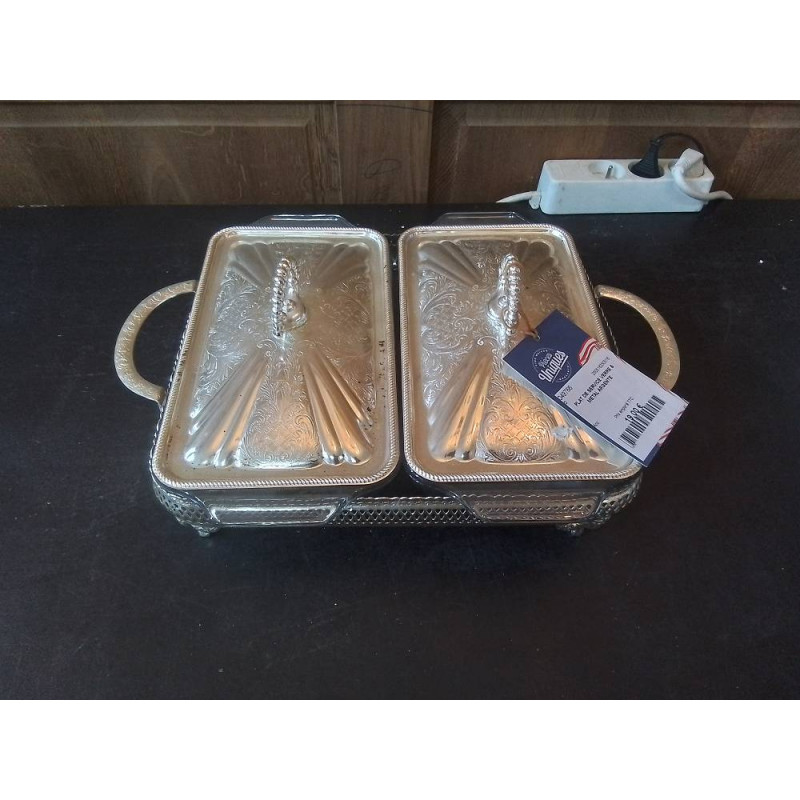 PLAT DE SERVICE VERRE & METAL ARGENTE