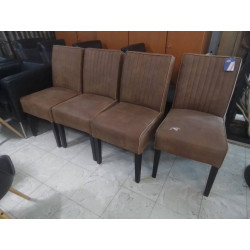 SERIE DE 4 CHAISES TISSU BRUN