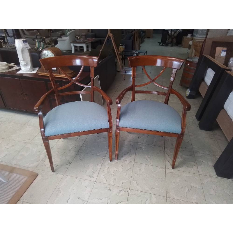 PAIRE DE FAUTEUILS MERISIER & TISSU 