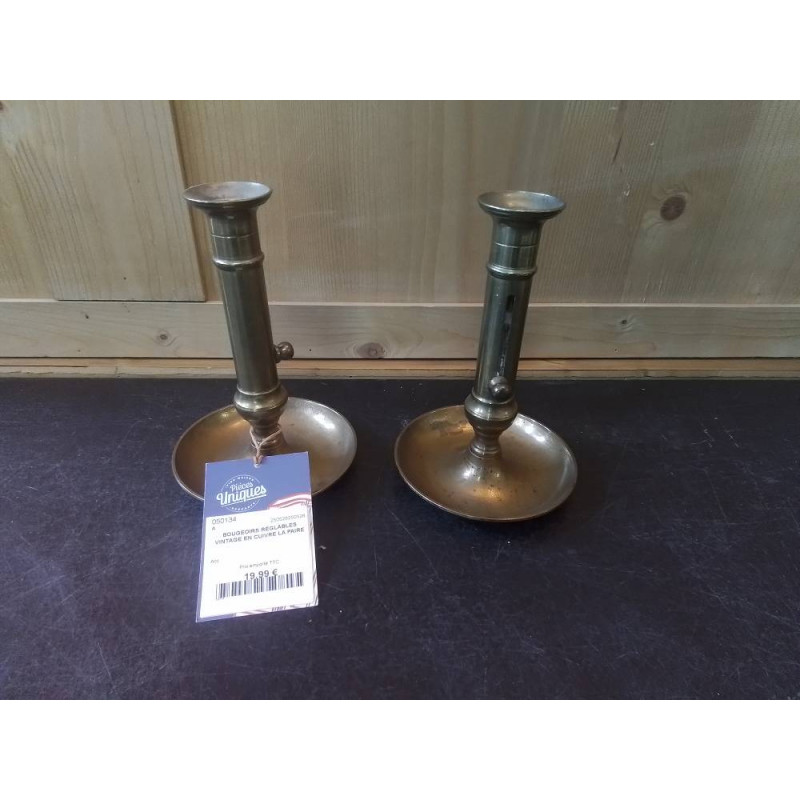 BOUGEOIRS RÉGLABLES VINTAGE EN CUIVRE LA PAIRE