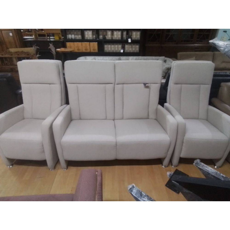 SALON 2+1+1 TISSU GRIS CLAIR