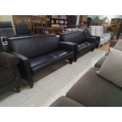 SALON 3+2+1 CUIR NOIR 