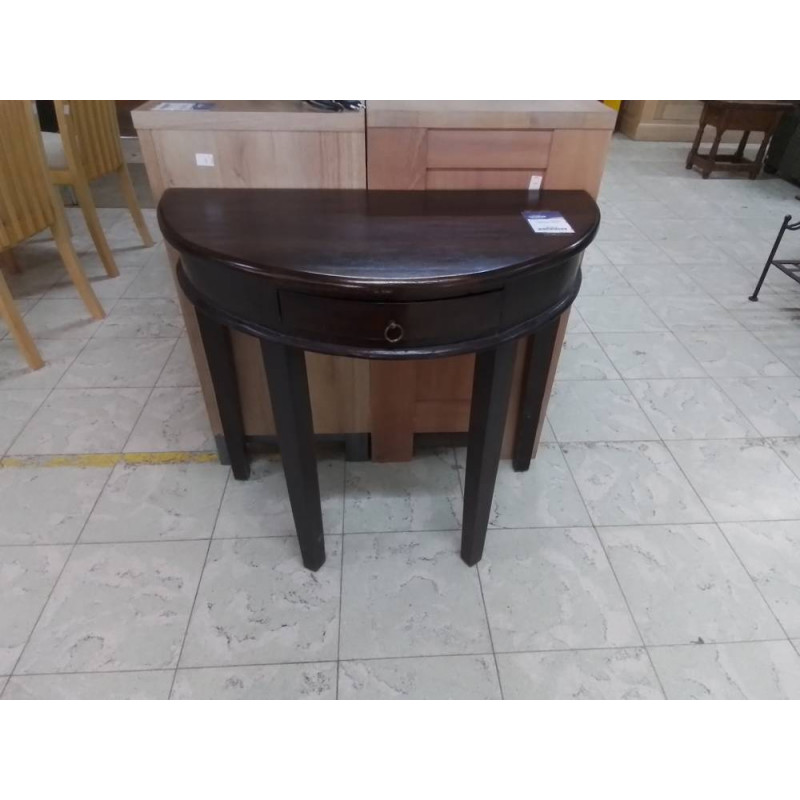 CONSOLE 1/2 LUNE BOIS EXOTIQUE 1 TIROIR