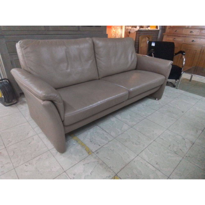 CANAPE 2 PLACES CUIR TAUPE 