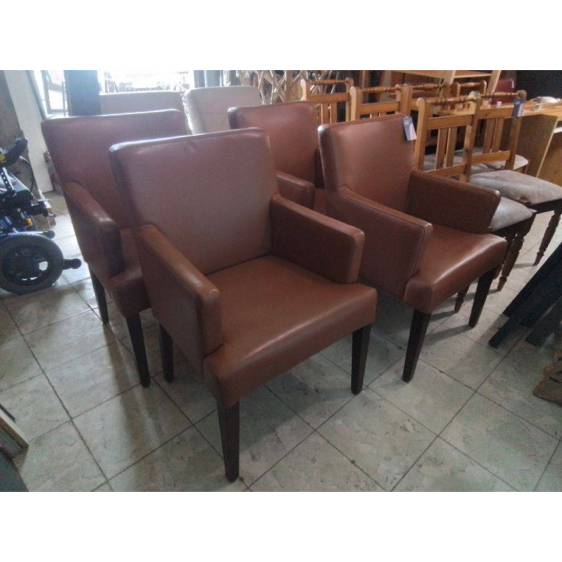 SERIE DE 4 FAUTEUILS CUIR MOKKA