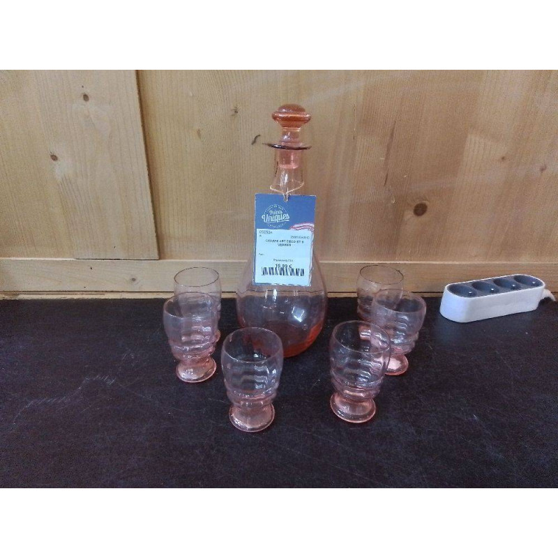 CARAFE ART DÉCO ET 6 VERRES
