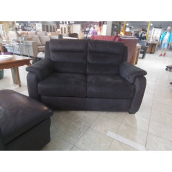 CANAPE 2 PLACES TISSU BRUN FONCE 