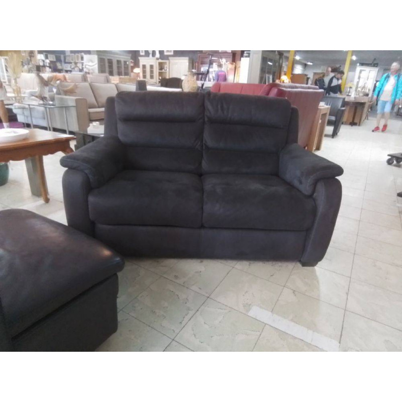 CANAPE 2 PLACES TISSU BRUN FONCE 