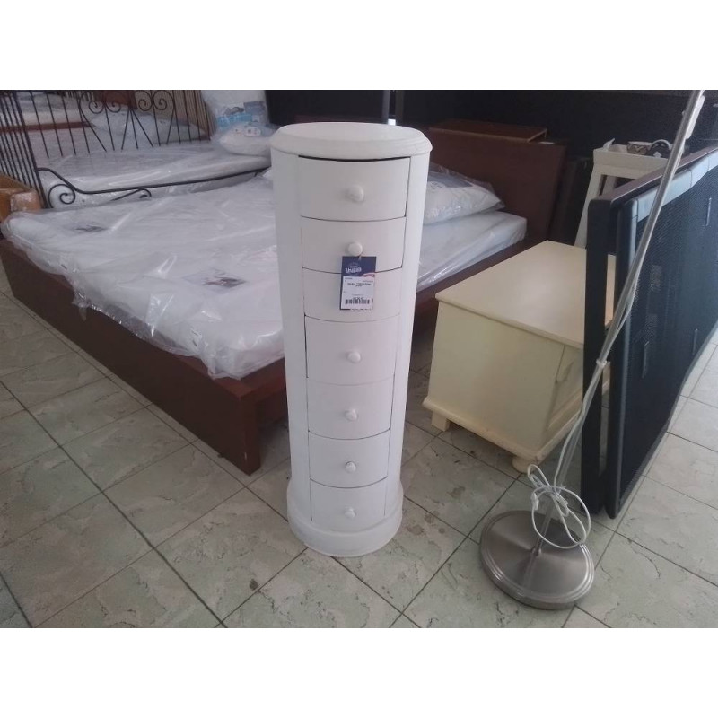 MEUBLE 7 TIROIRS ROND BLANC