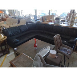 SALON D\'ANGLE + POUF CUIR...