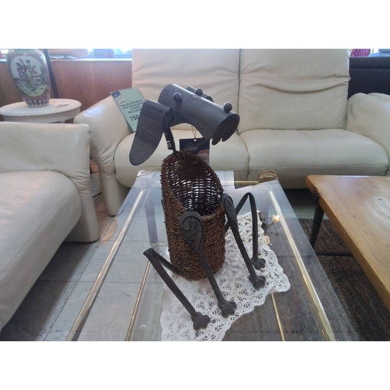 PORTE BOUTEILLE TRESSAGE ET MÉTAL CHIEN