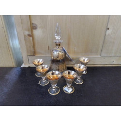 CARAFE & 6 VERRES DORE