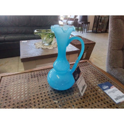 VASE OPALINE BLEU 24 CM