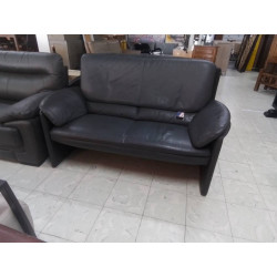 CANAPE 2 PLACES CUIR GRIS...