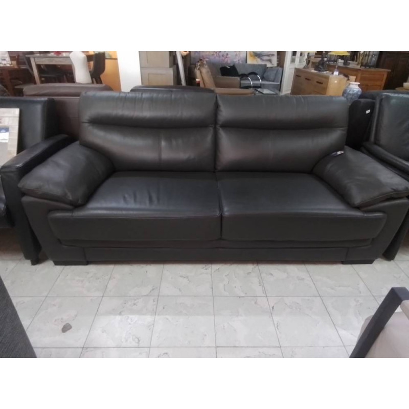 CANAPE 3 PLACES SIMILI CUIR GRIS 