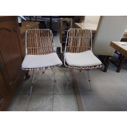 PAIRE DE CHAISES METAL & OSIER