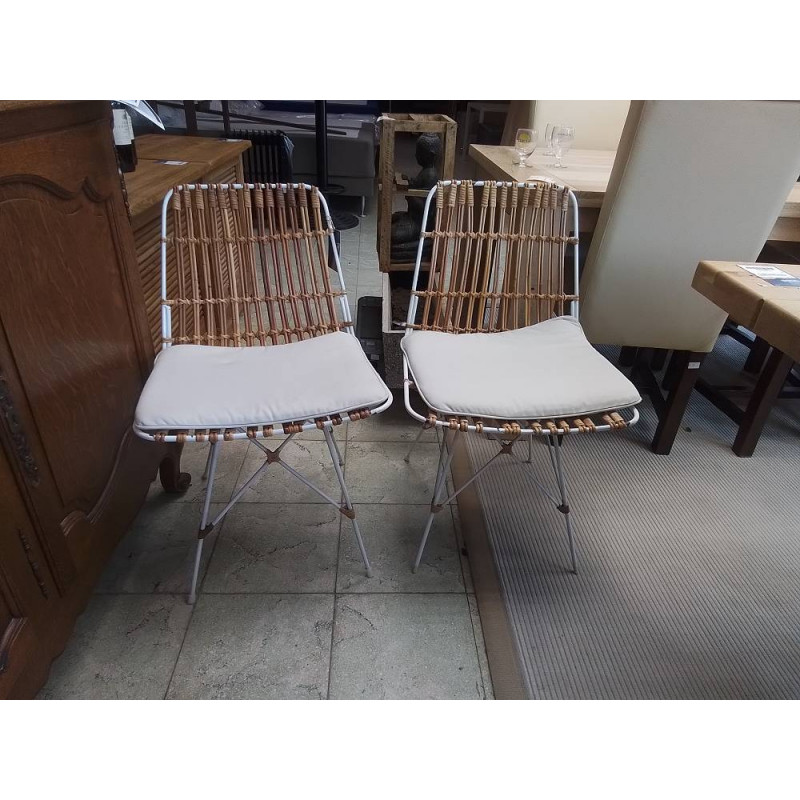 PAIRE DE CHAISES METAL & OSIER