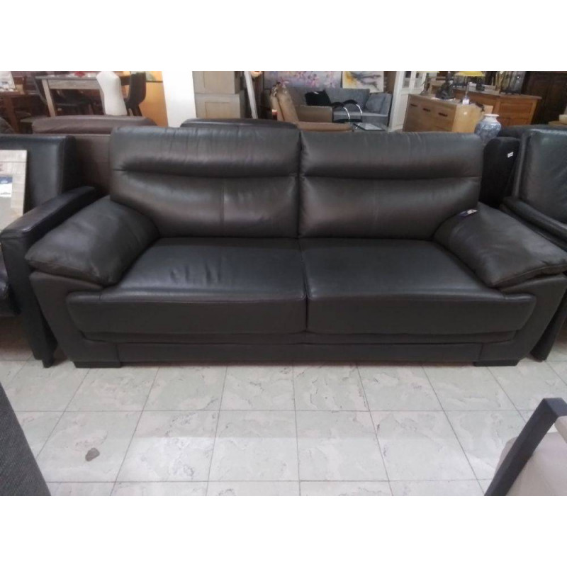 CANAPE 3 PLACES SIMILI CUIR GRIS 