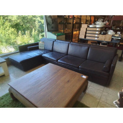 CANAPE D\'ANGLE CUIR BRUN...