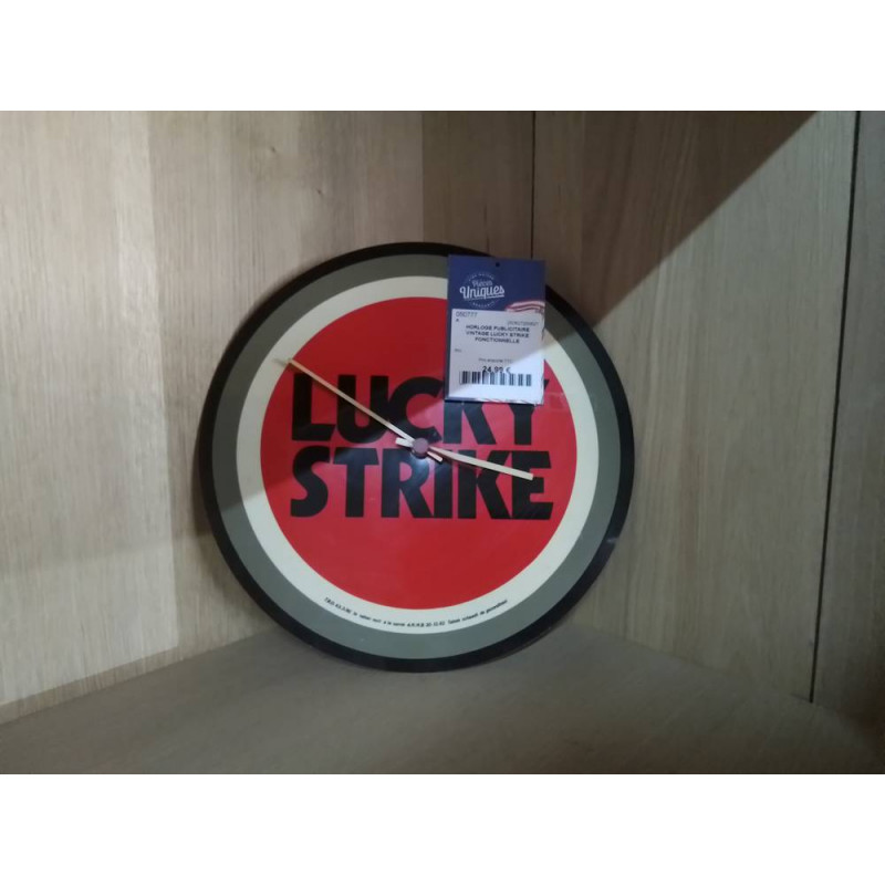 HORLOGE PUBLICITAIRE VINTAGE LUCKY STRIKE FONCTIONNELLE