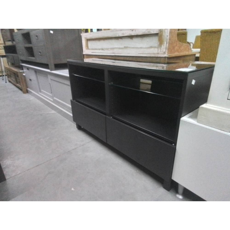MEUBLE TV BAS 2 TIROIRS IKEA BESTA NOIR 120X40X75