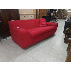 CANAPE 2 PLACES TISSU ROUGE