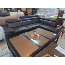 SALON D\'ANGLE CUIR GRIS...
