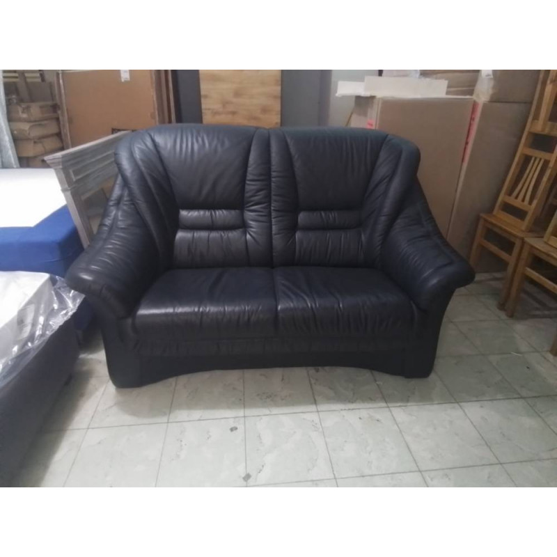 CANAPE 2 PLACES CUIR BLEU 1100