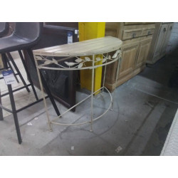 CONSOLE DEMI LUNE METAL CREME