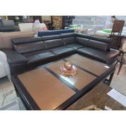 SALON D\'ANGLE CUIR GRIS...