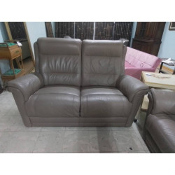 1115 SALON 3+2 CUIR DE BUFFLE TAUPE (TACHE)
