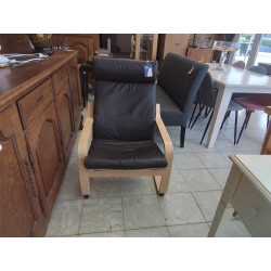 FAUTEUIL IKEA POANG CUIR BRUN