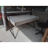 BUREAU DESIGN LAQUÉ BLANC PIED MÉTAL 2 TIROIRS