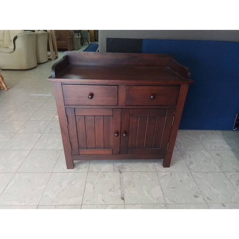 BUFFET BAS EN PIN TEINTE 2 PORTES 2 TIROIRS 