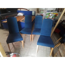 SERIE DE 4 CHAISES TISSU BLEU 