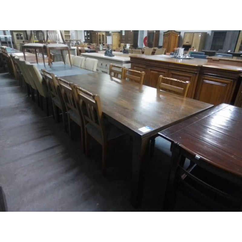TABLE RECTANGULAIRE CHENE MASSIF 220X100 + ALLONGE DE 55CM