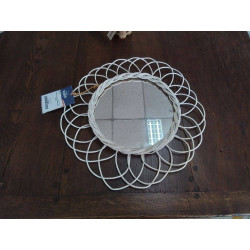 MIROIR VINTAGE OSIER ROND 42CM