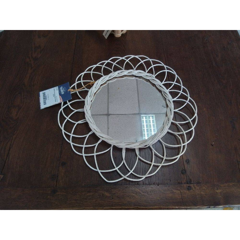 MIROIR VINTAGE OSIER ROND 42CM