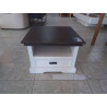 TABLE BASSE CARREE BLANCHE DESSUS BOIS 1 TIROIR 60X60