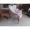 FAUTEUIL CLUB STYLE BAROQUE TISSU BEIGE 