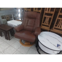 FAUTEUIL PIVOTANT CUIR BRUN 