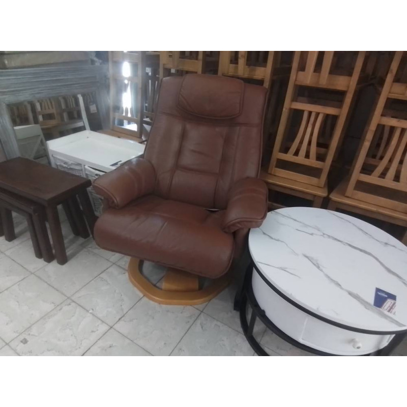 FAUTEUIL PIVOTANT CUIR BRUN 